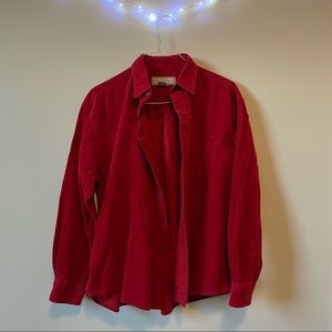 Vintage Red Corduroy Botton-Down Long Sleeved Shirt / Shacket Oversized Shirt